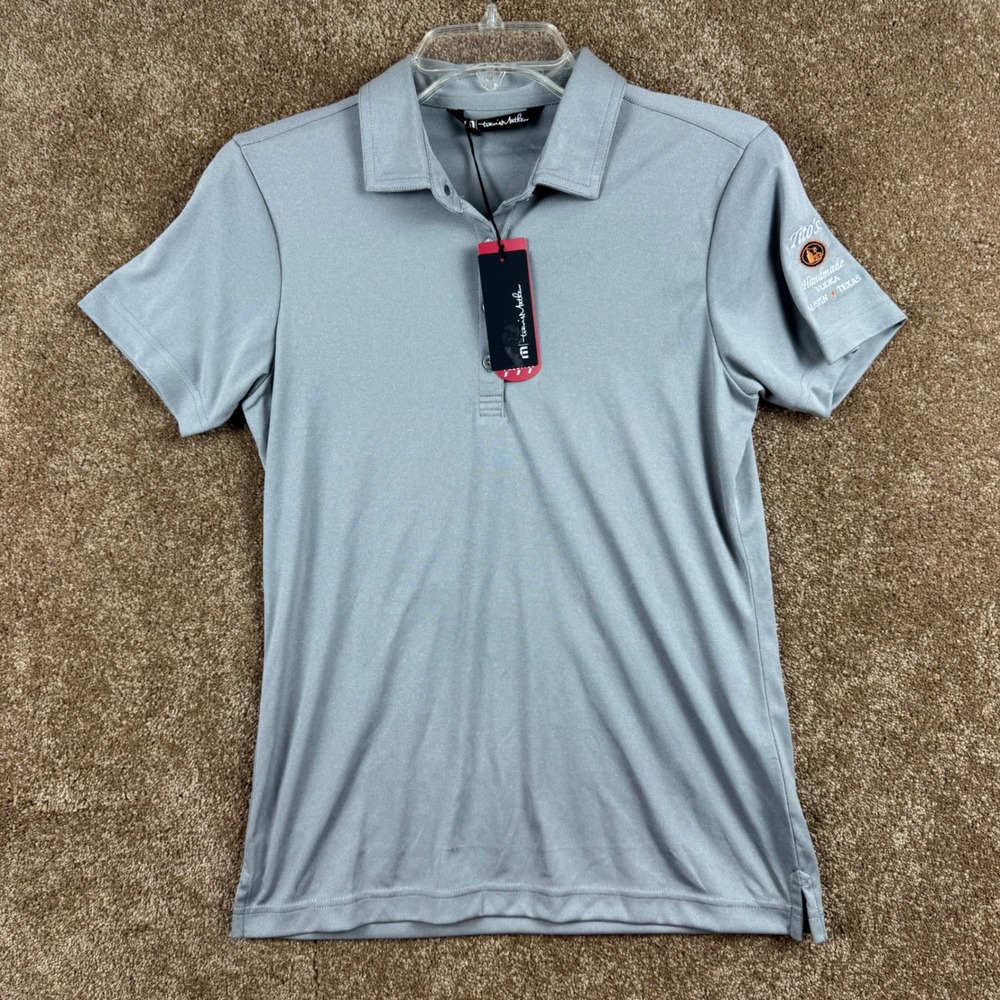Travis Mathew Womens Prestige 777 Polo Shirt Grey Titos Vodka Logo Small NWT